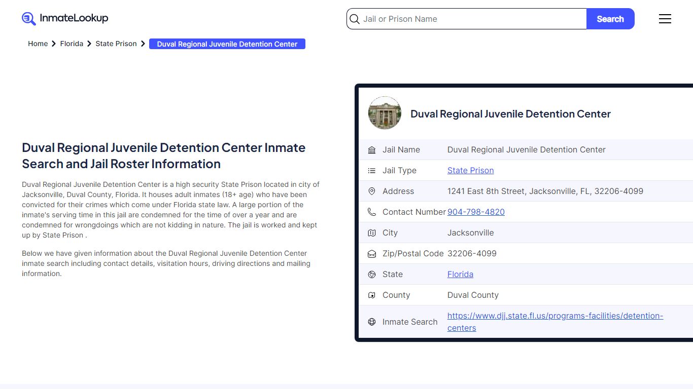 Duval Regional Juvenile Detention Center (FL) Inmate Search and Jail ...